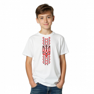 Дитяча футболка вишиванка з тризубом - головне фото