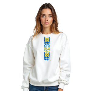 Жіночий світшот "Вишиванка з жовто-блакитним тризубом" - головне фото